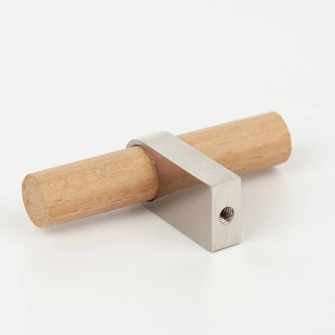 10 Pack Wooden Drawer Pulls And Knobs Natural Wood And Metal T Bar Cabinet Handles for Kitchen Cabinets Modern Scandi Style