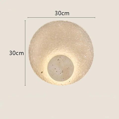 Wall Sconce Modern Indoor Round LED Nordic Hall Natural Stone Vintage Industrial Hallway Fixture Yellow Travertine 30cm diameter