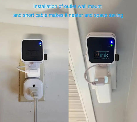 256GB USB Flash Drive with Outlet Wall Mount for Sync Module 2 installed on wall, space-saving bracket design for security system.
