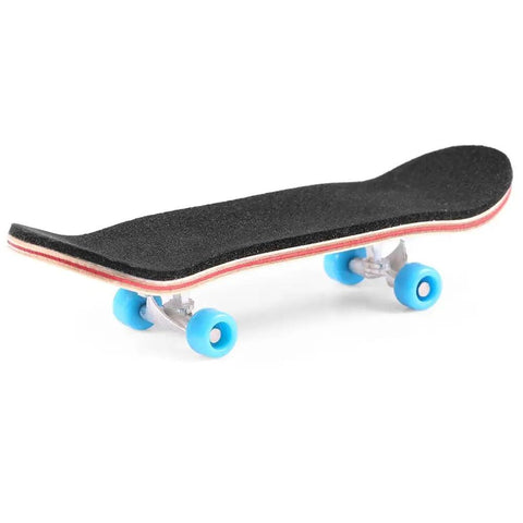 Mini Finger Skateboard With Maple Wood Deck, Deep Concave And High Kick, Four Ball Bearing Wheels, Blue Trucks, 1 Pack