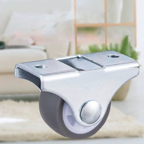 Close-up of 8 Pack Heavy Duty Fixed Caster Wheels with Rigid Non Swivel Base and Ball Bearing Top Plate for smooth rolling.