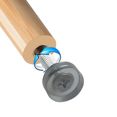 Transparent Adjustable Furniture Feet Set With Rock Solid Leveling Pads And Floor Savers For Wobble Free Tables And Chairs Smooth Grip M6 Threaded rubber leg glide attached to wood post.