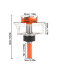 Front view of SENECESLI 35mm concealed hinge jig drill guide set with orange handle and 3-flute bit.