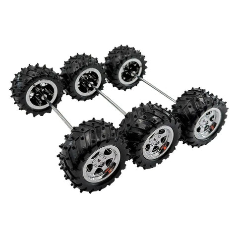 8 Piece RC Model Wheel Set With Shafts For Cars Trucks Robots Boats And Helicopters Made From Durable Plastic Wheels with 3mm Shafts