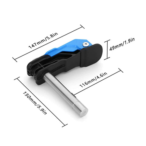 20mm Bench Dog Clamp With Arrow Storage Case for Woodworking, Fast Clamping, Easy Release, dimensions shown
