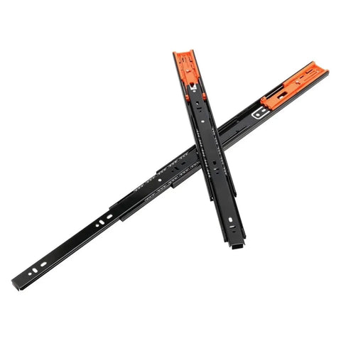 Heavy Duty Bottom Mount Buffer Drawer Slides Two Pack Smooth Glide Cabinet Runners, 35cm steel rails for under mounts.