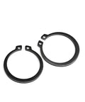 Grab These 50 Pc C Type External Circlip Rings Made From Tough Carbon Steel For Quick Shaft Install And Secure Gear Holds Perfect For Shop Pros - Two black carbon steel external circlip rings.