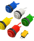 Colorful 10 Pack Arcade Game Push Buttons With 3 Pin Micro Switch For Jamma Mame Arcade Video Games DIY, Nylon Mount, 28mm Hole