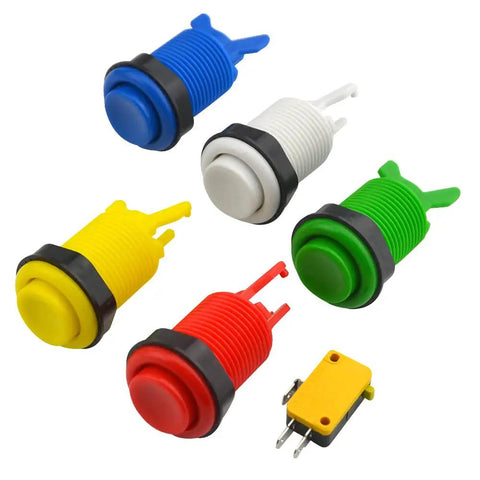 Colorful 10 Pack Arcade Game Push Buttons With 3 Pin Micro Switch For Jamma Mame Arcade Video Games DIY, Nylon Mount, 28mm Hole
