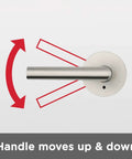 Milan Matte Black Iron Door Lever with handle movement indicators showcasing reversible design for interior doors.
