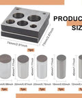 5 Piece Disc Cutter Set For Metal Jewelry Making With Round Punch Sizes 1/2, 5/8, 3/4, 7/8, And 1 Inch, tool and punch sizes display