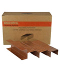 Tough As Nails Workhorse A Type Carton Closing Staples With 1 3 8 Inch Crown And 3 4 Inch Leg copper finish on a box packaging.