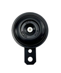 Rock Solid 48 Volt Forklift Horn Built Heavy Duty For Warehouse Machinery And Fleet Maintenance Straight Swap Replacement Part No Fuss High Decibel Warning Chime, black chime detail view.