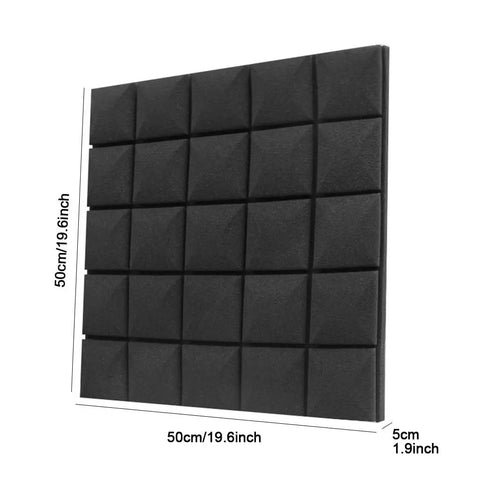 Game Changing Sound Insulation Board Acoustic Foam Panels Studio Wedge Tiles For Wall 12 Pack 19x19x2 Inch Soundproof Wall Panels For Home Office Green High Density Flame Retardant in black color.