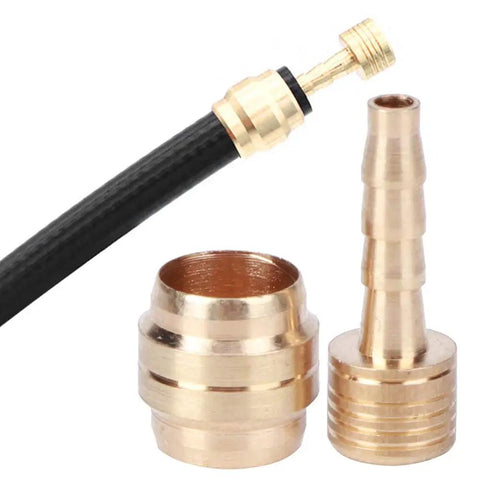 Close-up of 10 Piece Copper Alloy CNC Machined Bike Hydraulic Brake Hose Kit With Olive Connectors For Magura Barb And Olive Disc Brake System