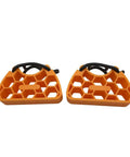 Two Pack Bike Handlebar Stand With Clip On Stabilizer For 30 To 34mm Grips Fits MTB And E Bike Maintenance in bright orange.