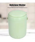 Compact 3L Portable Washing Machine With Quick Spin Cycle For Underwear Socks And Delicates Hassle Free On The Fly Laundry Tool Perfect For Dorms RVs Campers And Tiny Apartments Green, showing a mini washer with a light green design.