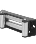 Beefy Winch Roller Fairlead For Off Road Recovery Trucks Eight Point Nine Four Inch 6000 Pound Capacity Rustproof High Strength Steel Cable Guide For Four By Four Vehicles Heavy Duty Mount And Smooth Line Feed, angled view