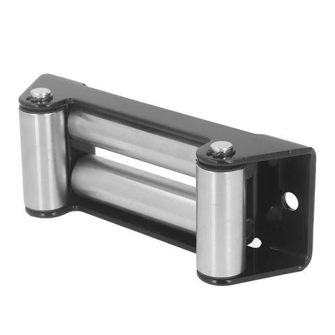 Beefy Winch Roller Fairlead For Off Road Recovery Trucks Eight Point Nine Four Inch 6000 Pound Capacity Rustproof High Strength Steel Cable Guide For Four By Four Vehicles Heavy Duty Mount And Smooth Line Feed, angled view