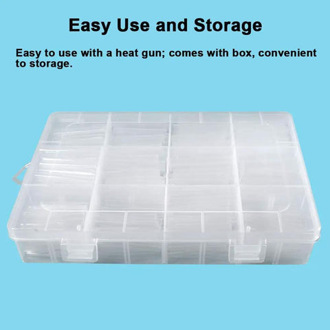 625 Piece Clear Heat Shrink Tubing Kit With Two To One Ratio Eight Sizes Wire Wrap Insulation Sleeve Set in storage case
