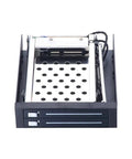 Premium Dual Bay 2.5 Inch SATA HDD and SSD Caddy featuring slick push pull bars, hot-swappable design with ventilation.