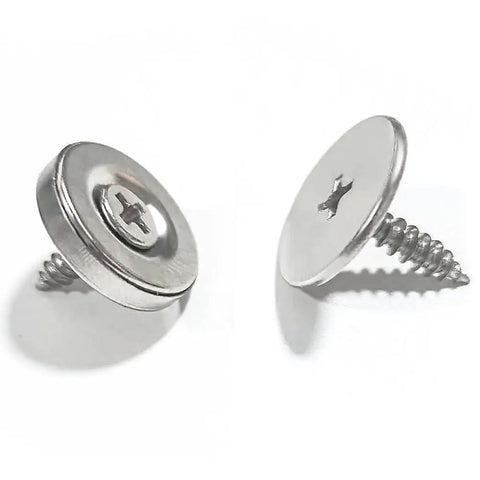 Four Pack Magnetic Door Catch Kit, Slick Concealed Cupboard Door Holder close-up of silver finish rust resistant screws