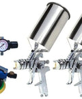 HVLP Dual Setup Spray Gun Kit 4 Piece With 1.4mm And 1.7mm Production Guns For Pro Grade Automotive Coatings, Furniture Finishes, And Home Projects
