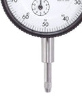 Close-up of Dial Indicator 0.01mm Graduation, 10mm Range, Lug Back, Series 2, 8mm Stem, hardened spindle, stainless steel stem.