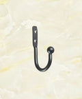 Hella Compact Black Metal Wall Hooks For Belts And Keys With Vintage Iron Curve Super Durable Purse Hangers close-up view
