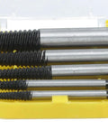 Heavy Duty 5 Piece Damaged Screw Extractor Set Made From Carbon Steel Perfect Left Hand Thread Remover Kit For Stripped Bolts And Broken Screws Easy Repair Tool To Get You Out Of A Jam. carbon steel extractors in yellow case