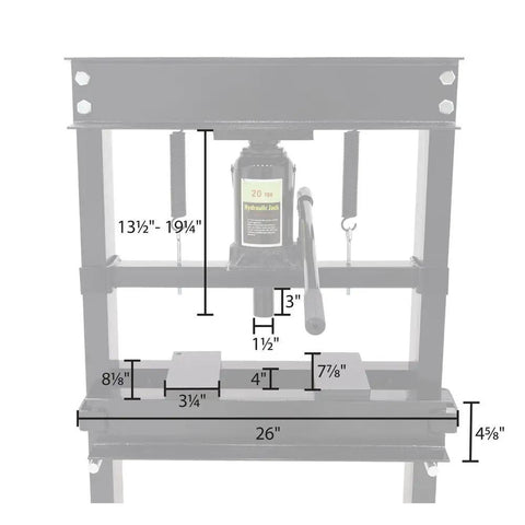 Beefy 20 Ton Hydraulic Shop Press for Home Mechanics and Small Shops with adjustable ram, manual pump, built to last steel frame