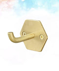 Top Shelf Brass Wall Hooks For Towels And Mugs No Sweat Rust Proof Bathroom Hanger with hexagonal plate and curved hook.