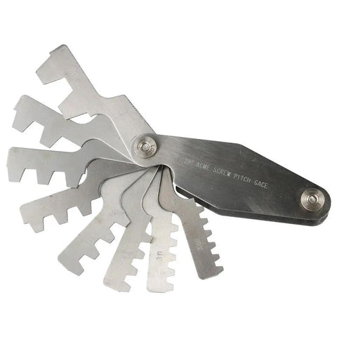 Sixteen Piece 29 Degree Acme Screw Pitch Gauge Stainless Steel For Pro Grade T Thread Pitch Measurement And Lathe Tool Setup