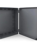 Open Weatherproof PS Plastic Junction Conduit Box Built Tough for Electrical Projects 12 Inch by 8 Inch by 4 Inch showing interior