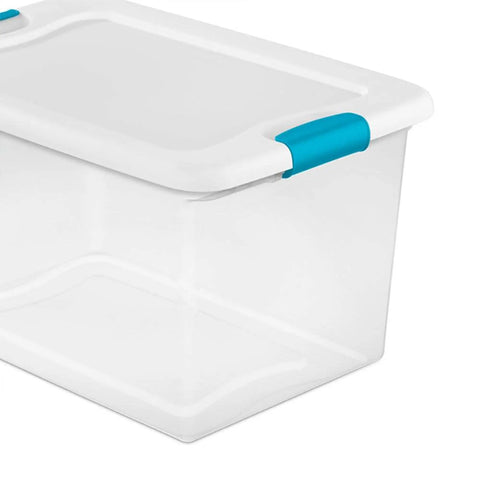 Hella Tough 64 Quart Clear Plastic Stackable Storage Containers With White Latch Lids And Ocean Blue Hinges 48 Pack Bpa Free Home Organization Totes To Squash Your Bedroom Clutter Now