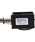 DC 12V Solenoid Electromagnet HS 1683B Push Pull Open Frame With 25mm Stroke And 80N Pull Force For Linear Motion Projects Plunger Spring Return Built Tough Copper Coil Actuator For Industrial DIY open-frame solenoid with spring plunger and label view