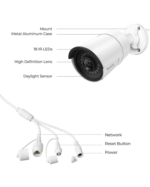5MP PoE Security Camera With Smart Person Vehicle And Animal Detection, 100ft Infrared Night Vision, Time Lapse Mode