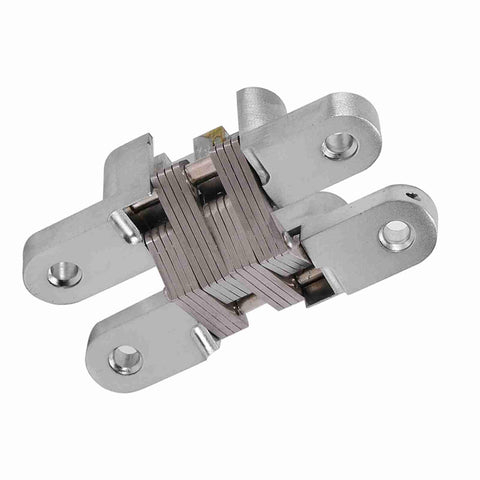 Invisible 180 Degree Concealed Cabinet Hinges For Smooth Doors Zinc Alloy Cross Design Heavy Duty 10kg Load Fifty Thousand Open Close Cycles Built To Last Fits 94mm And Four Size Variants For Cabinets Wardrobes And Sliding Doors, close-up view