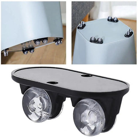 12 Pack Self Adhesive Mini Caster Wheels With Precision Ball Bearings 1-way design for shelves and furniture, black and clear wheels