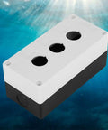 22mm Push Button Switch Box With Flame Retardant ABS Enclosure And Sealing Rubber Strip For Wall Mount Control Panels In White Finish