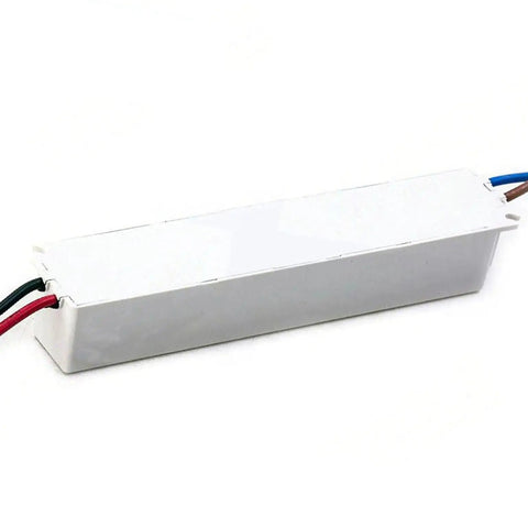 Zero Drama Smooth Operator 18W 24V LED Power Supply 0.75A IP67 Waterproof Outdoor Lighting Driver in white casing with wires.