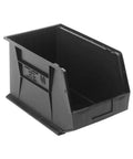 Ultra Stack And Hang Part Organizer Bins Set Heavy Duty Recycled Plastic Storage Black open-front view