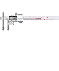 Digital Vernier Caliper For Round Hole Center Distance And Cone Pin Measuring With Dead On Accuracy Heavy Duty Steel Build showing precise measurements up to 300 mm.