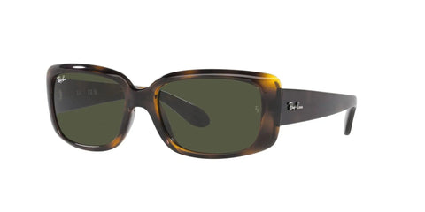 RB4389 Womens Square Sunglasses Havana Green 55mm Non Polarized Crystal Lenses Crystal Clear Vision Great For Daylight Style