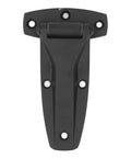 Soft Close T Hinge Zinc Alloy For Inward And Outward Doors, Sturdy T Strap Hinge, black color, front view