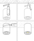 Installation process of a 7W LED Recessed Downlight, showing mounting steps and final setup illustration.