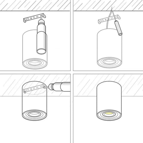 Installation process of a 7W LED Recessed Downlight, showing mounting steps and final setup illustration.