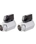 Two Pack Brass Mini Ball Valve One Half Inch NPT Female To Male Thread Shut Off Valve Beefy Aluminum Handle Quarter Turn On Off Double Seal