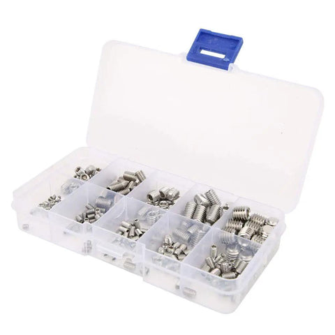300 Pcs Stainless Steel Set Screws Kit With Hex Socket Headless Fasteners For Home Repair And DIY Projects Durable Corrosion Resistant Handy Storage Box Included
