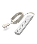 Six Outlet Surge Protector Power Strip With Flat Rotating Plug And Eight Foot Heavy Duty Extension Cord For Home Office Travel And Desktop Charging